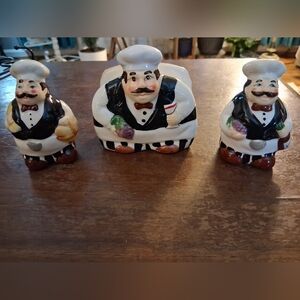 Yankee Forge Chef Napkin Holder, Salt And Pepper Shaker Set